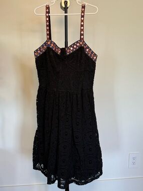 Xhilaration Black Lace Mini Dress with Multicolor Straps Size Medium